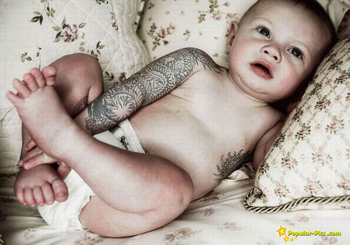 Tags: baby, funny, photo, Photoshopped, sleeves, tattoo