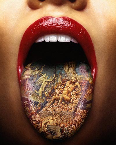 Amazing Tattoo on Girls Tongue
