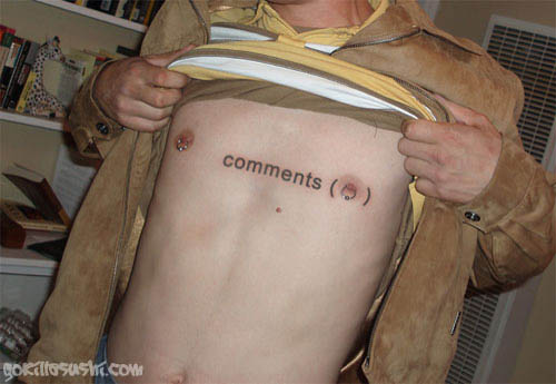 Comments Nipple Tattoo. c/o Gorilla Sushi