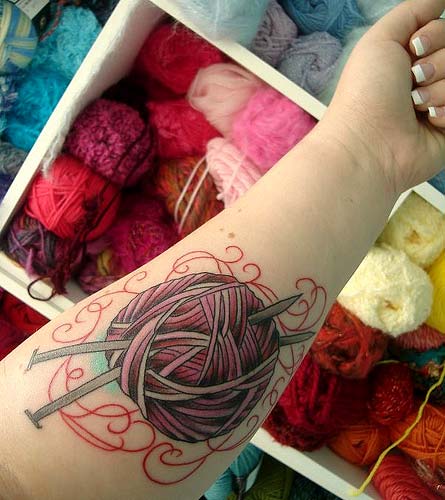 bizarre tattoo. Knitters Yarn Tattoo