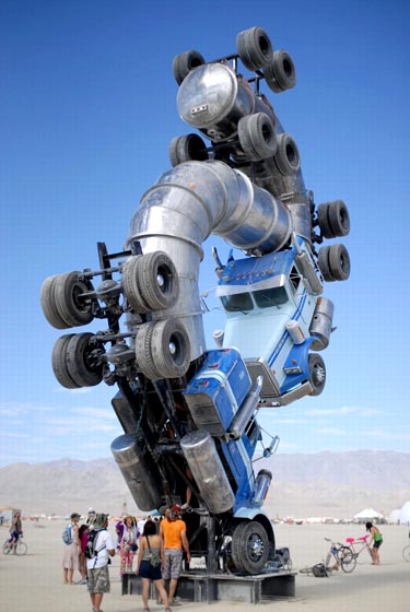 Two 18 Wheelers Sculpture at Burning Man