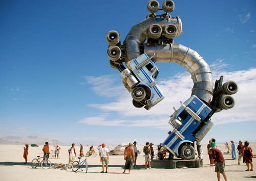Two 18 Wheelers Sculpture at Burning Man