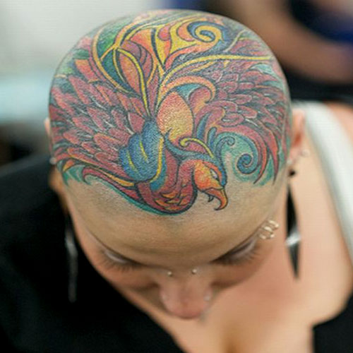 Bald Head Pheonix Tattoo