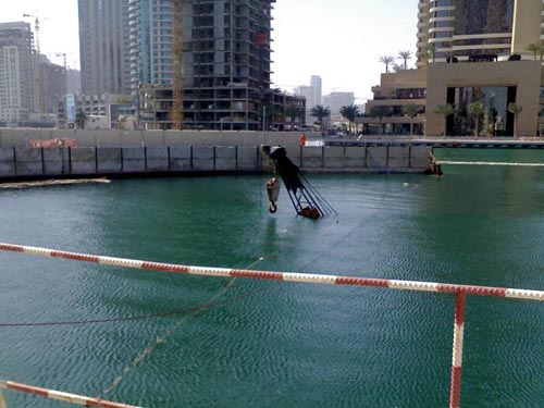 Flooded Dubai Construction Crane