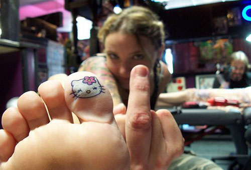 Hello Kitty Toe Tattoo