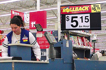 Picture Of Wal-Mart Cashier With Rollback Ad. Louisville, KY