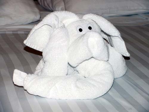 Elephant Towel Oragami Sculpture