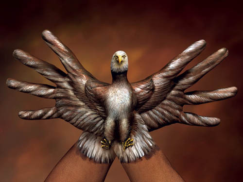 Eagle Painted On Hands By Guido Daniele Body Painting