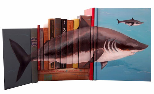 Shark Painting On The Spine Of Books