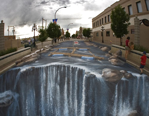 3D Chalk Art Waterfall