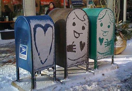 Snow Art on USPS Mailboxes