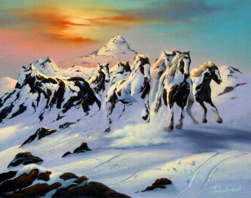 Optical Horse Mountain Painting