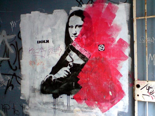 Mona Lisa Stencil Graffiti