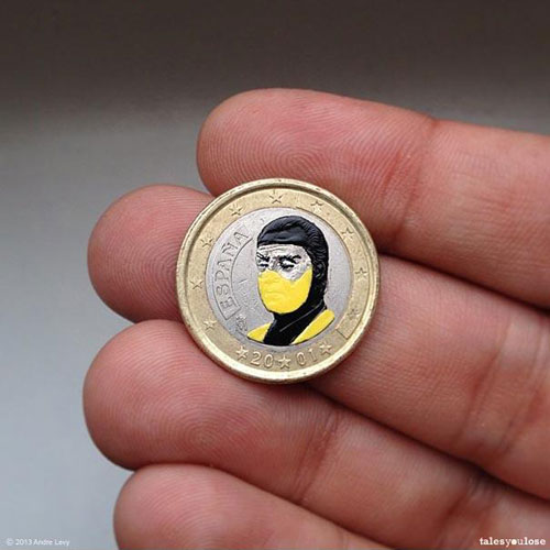 Mortal Combats Scorpion Portrait Painted On A Coin