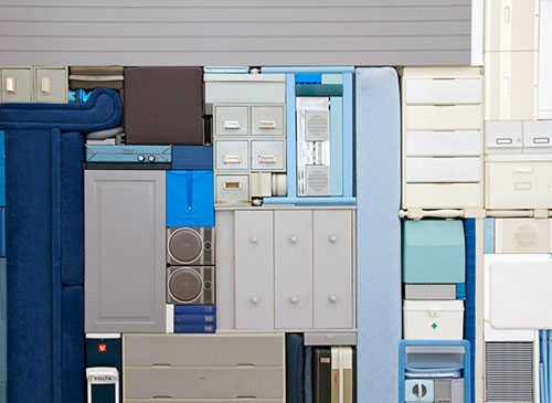 Stacked Furniture, Cabinets And Appliances Art Installation