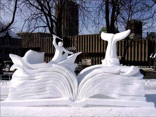 Moby Dick Story Book Snow Sculpture