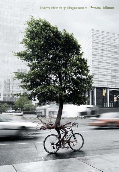 Tree Riding A Bicycle | Live Green Toronto Print Ad