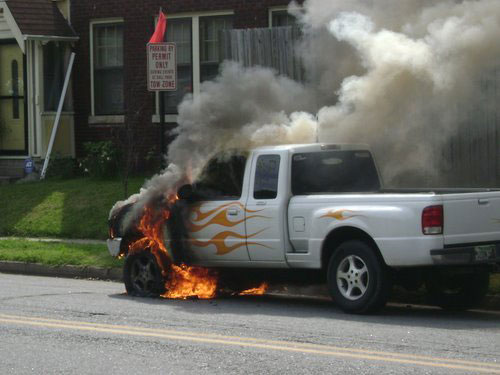 Painted Flames Truck Fire