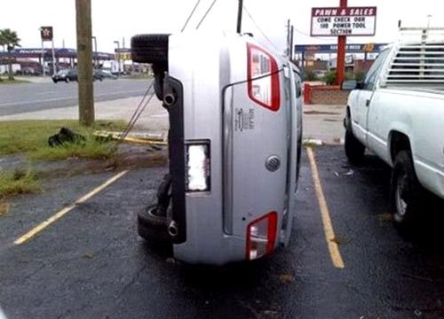 Car On It's Side