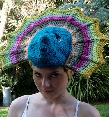 Crochet Knitted Peacock Hat