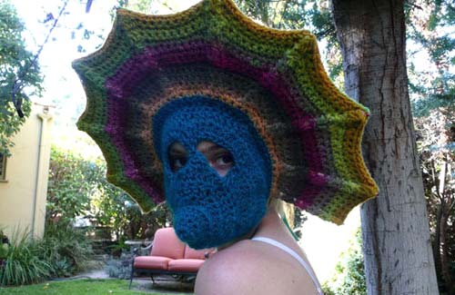 Crochet Knitted Peacock Hat