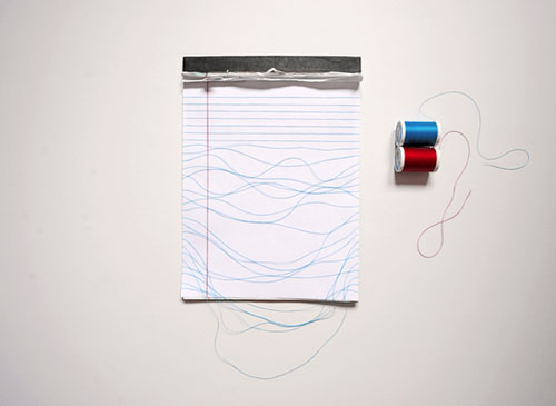 Red And Blue Thread Lined Paper