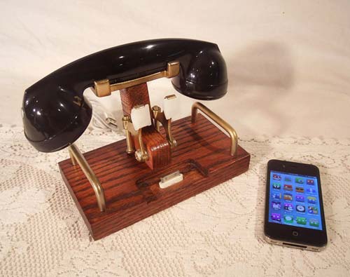 Wireless Vintage Rotary Phone Handset With Charger Docking Station