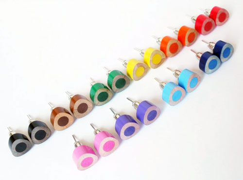 Colored Pencil Stud Earrings