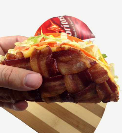 Bacon Weave Wrapped Doritos Taco Shell