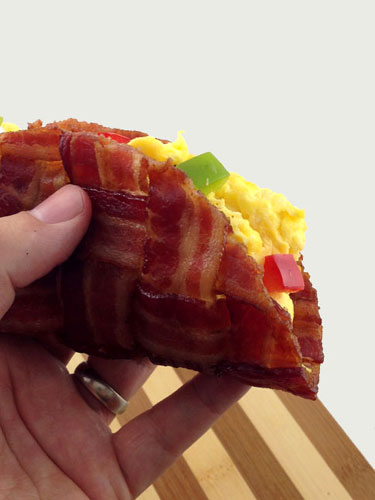 Bacon Taco Shell Filled With An Omelette