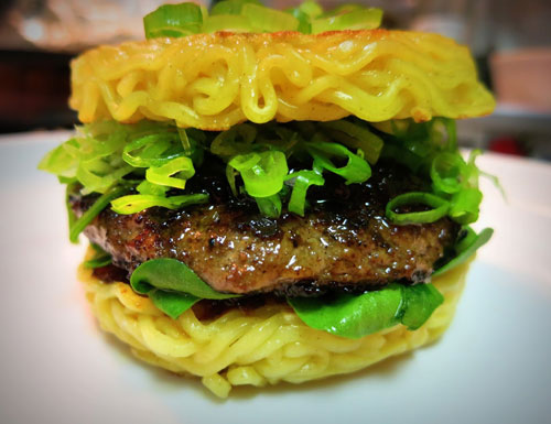 Ramen Noodle Bun Burger