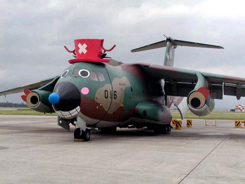 Military Cargo Airplane Decorated As A Clown