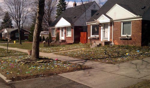 Hundreds of Easter Eggs In Front Yard