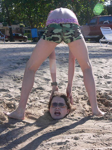 Decapitated Head On Beach Illusion