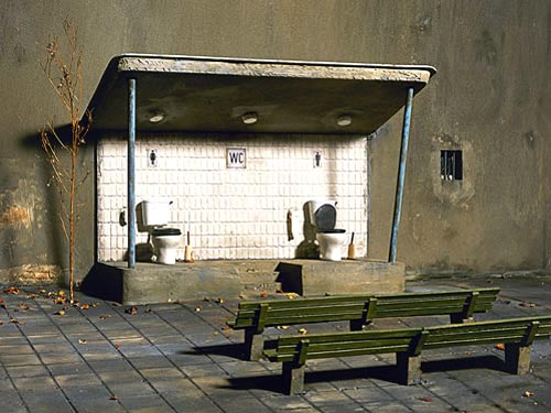 Mens and Womens Toilets On Public Stage