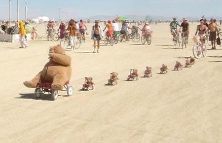 Teddy Bears In A Train Of Red Wagons