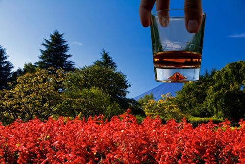 Peak of Mount Fuji Through A Whiskey Glass