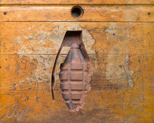 Wood Carved Grenade