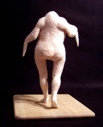 Rear View Needle Felt Chicken Sculpture by Stephanie Metz