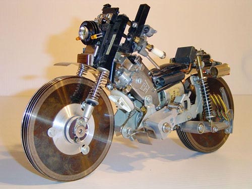 Recycled Computer Motorcycle Sculpture