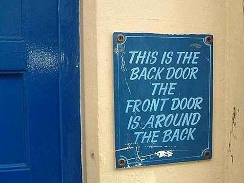 Back Door Sign