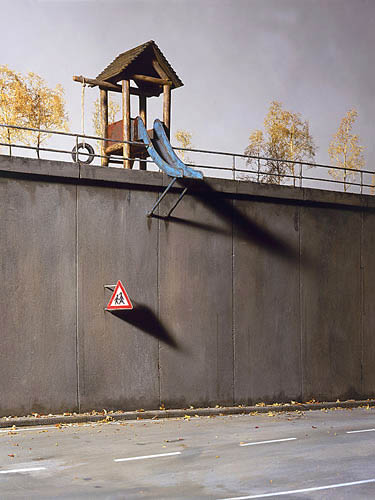 Childrens Slide Above A Highway