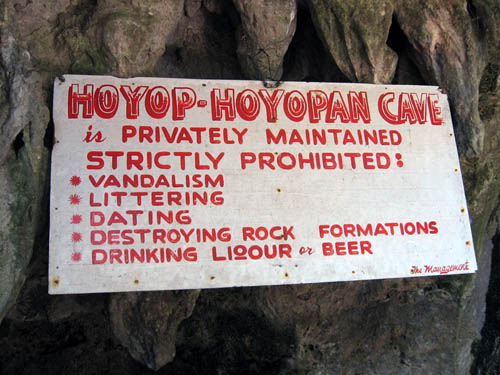 No Dating Sign at entrance of Hoyop-Hoyopan Cave | Camalig, Albay