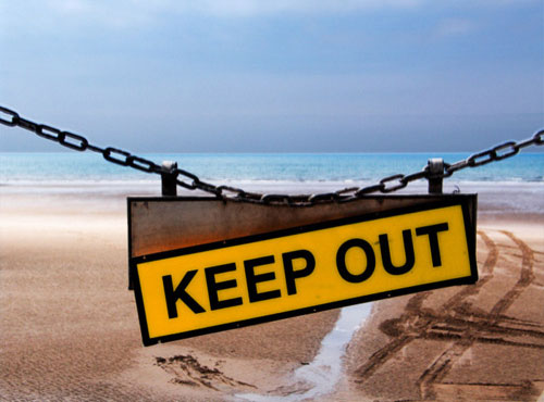 Keep Out Beach Sign