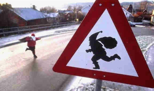 Santa Claus Crossing Road Sign