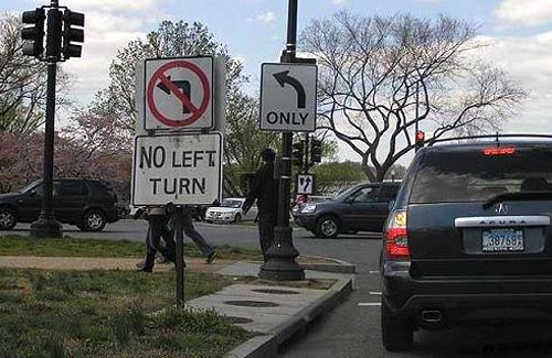 Two Conflicting Traffic Sign