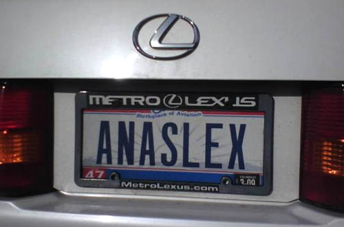 ANASLEX Personalized Vanity Plate