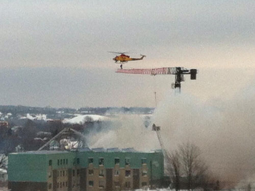 Helicopter Rescue Of A Crane Operator In Kingston, Ontario